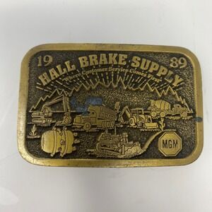 Hall Brake Supply 1989 Vintage Brass Construction Belt Buckle Approximately 3x2